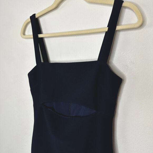Bec + Bridge Sexy Navy Thin Strap Peek-A-Boo Midriff Cutout Zip Midi Dress 4 - Picture 4 of 13